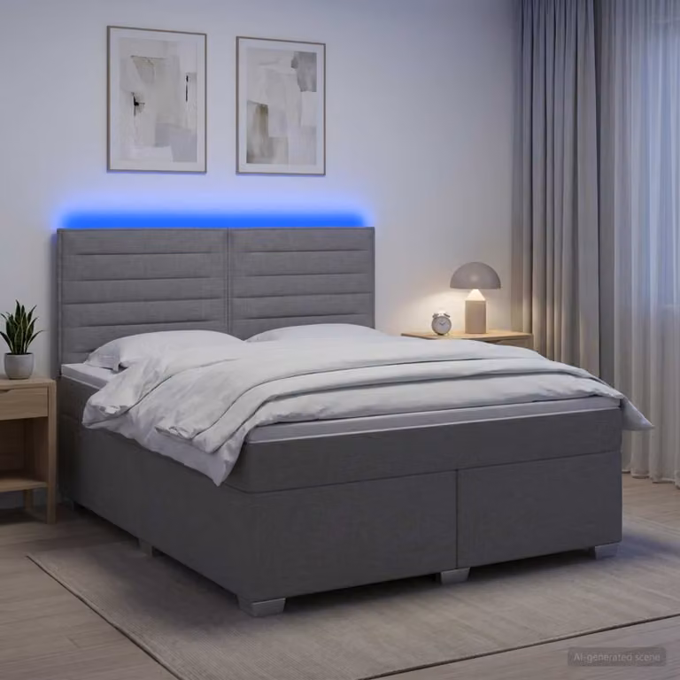 vidaXL Letto box spring con materasso Grigio Chiaro L: 140 cm, P: 200 cm