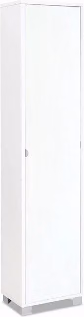 Mobile colonna portaoggetti SARMOG con 1 anta e ripiani interni, colore Bianco opaco, L: 43 cm, P: 29 cm, H: 190 cm