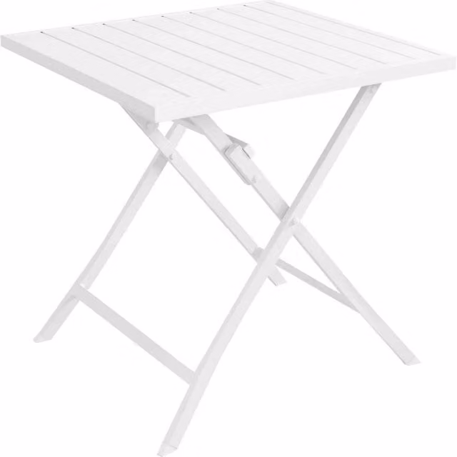 Tavolino pieghevole quadrato COSMA in alluminio bianco per giardino L/P/H: 70 x 70 x 73 cm