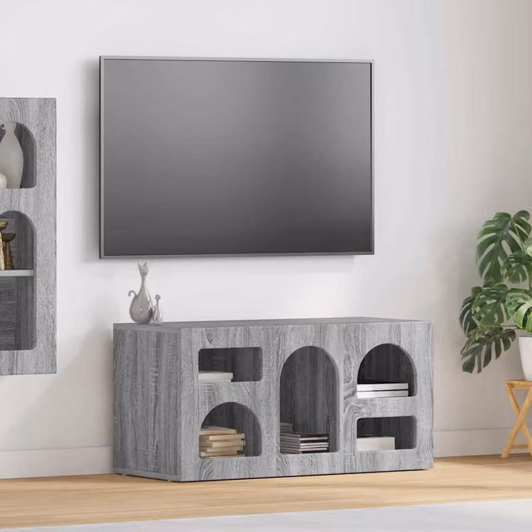Mobile TV vidaXL Grigio con scomparti multimediali L 80 x P 35 x H 40 cm