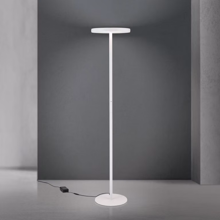 ORION Lampada da terra con luce lettura KANT, dimmerabile, Bianco / Opale, Soggiorno / Sala da pranzo, Moderno, Lampada da terra