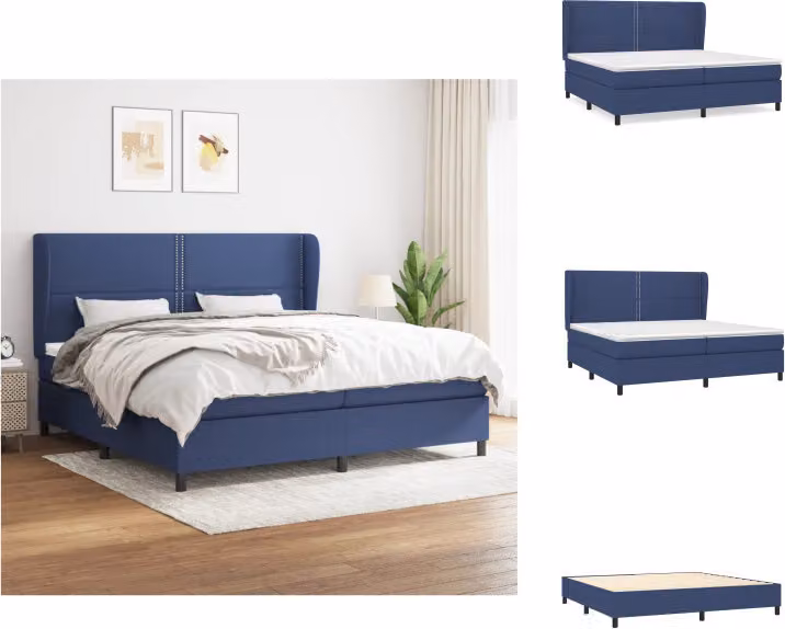 vidaXL Letto a molle con materasso blu 200x200 cm in tessuto - Letti & strutture letto