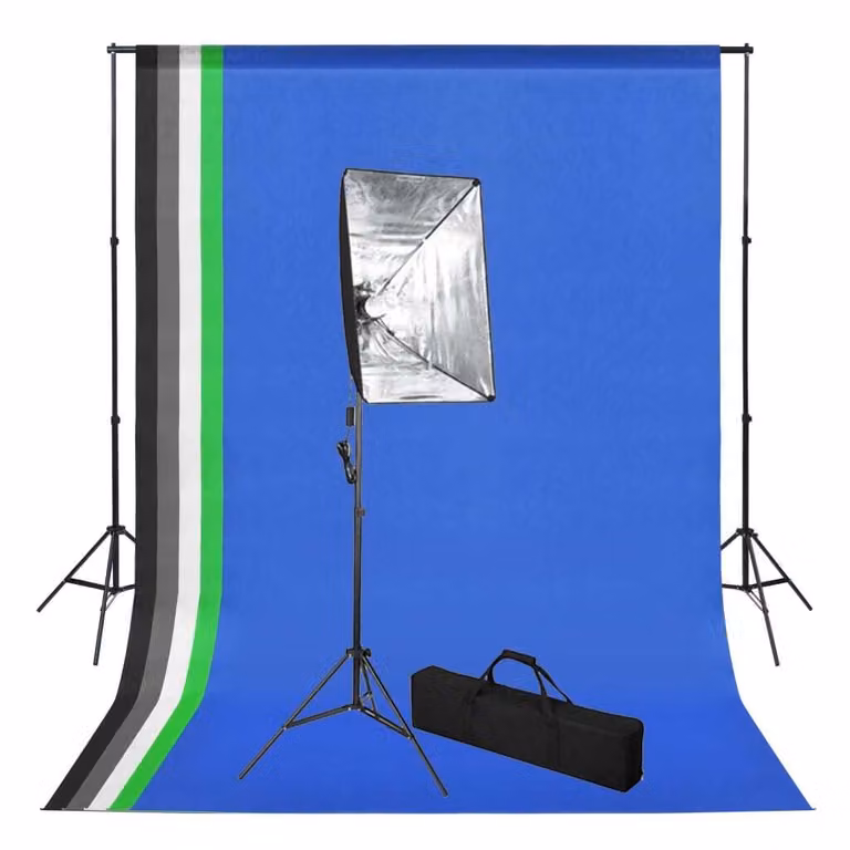 vidaXL Set da studio fotografico con sfondo e luce softbox