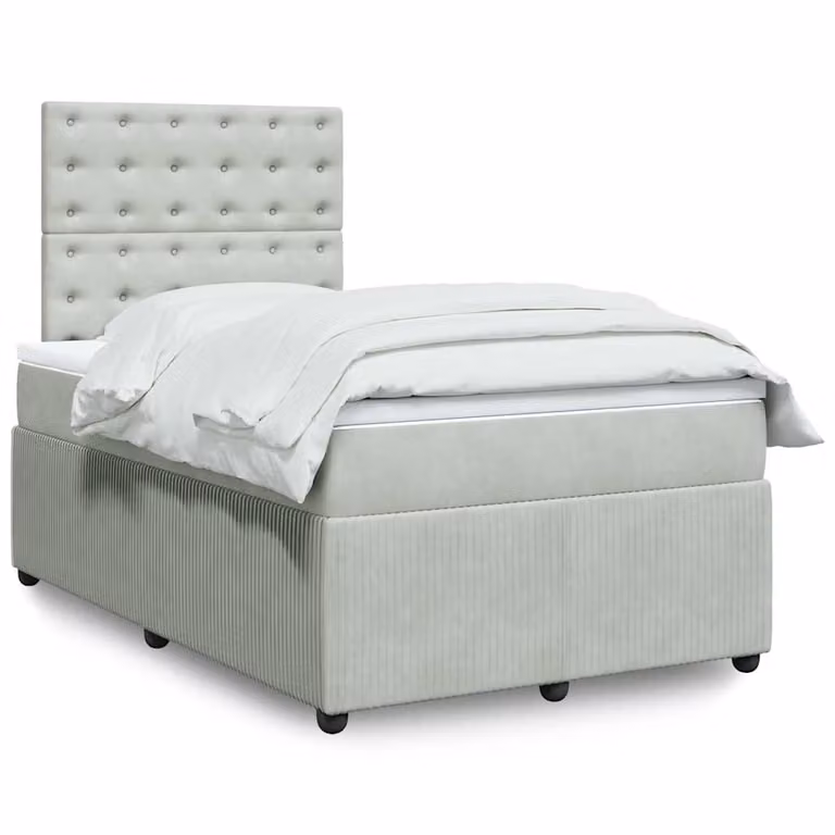 vidaXL Giroletto a Molle con Materasso in Velluto Grigio Chiaro L/P/H: 120 x 200 cm