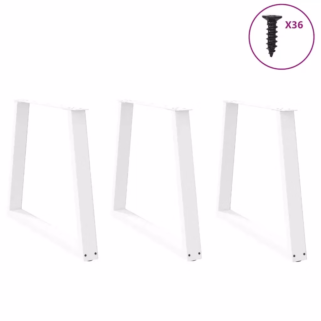 Set di 3 gambe per tavolo da pranzo a forma di X vidaXL in metallo bianco laccato, Altezza: 70-73,3 cm