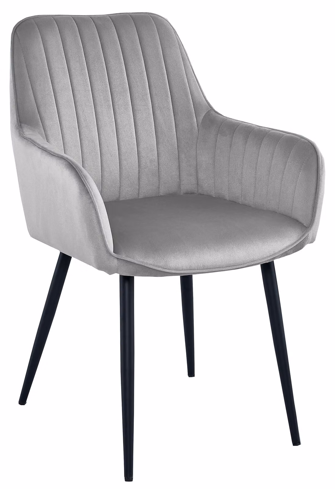 Sedia Valora SOLDEN in velluto grigio argento con gambe nere x1 - Elegante sedia grigia per interni eleganti