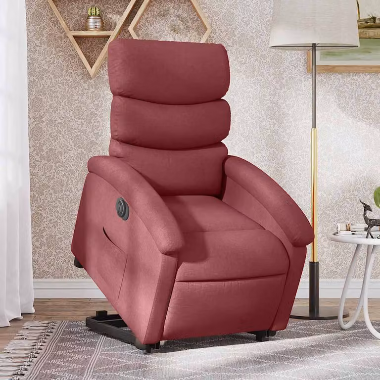 Poltrona Alzapersona Reclinabile Elettrica vidaXL in Tessuto Rosso