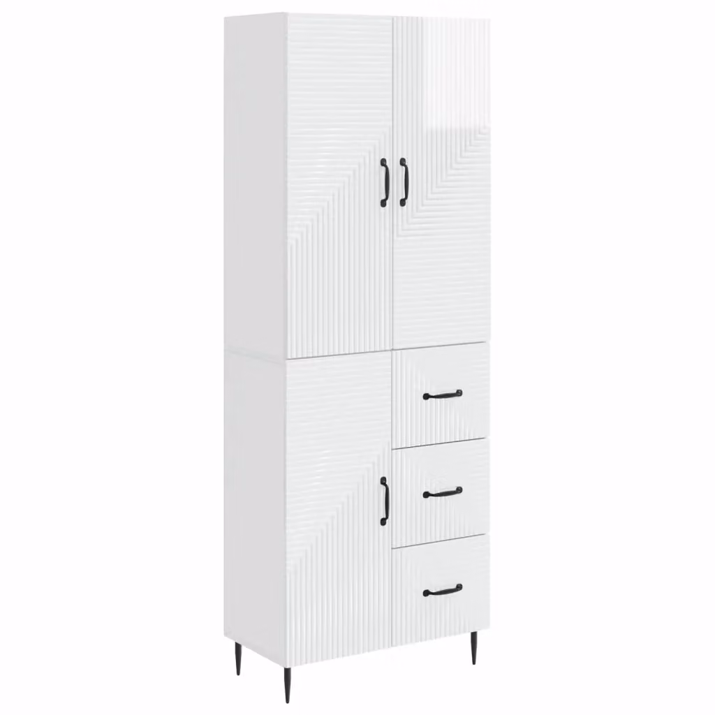 Set di 2 armadi moderni vidaXL in MDF bianco lucido con ante a battente e cassetti L/P/H: 90,0 x 48,58 x 66,0 cm – 2
