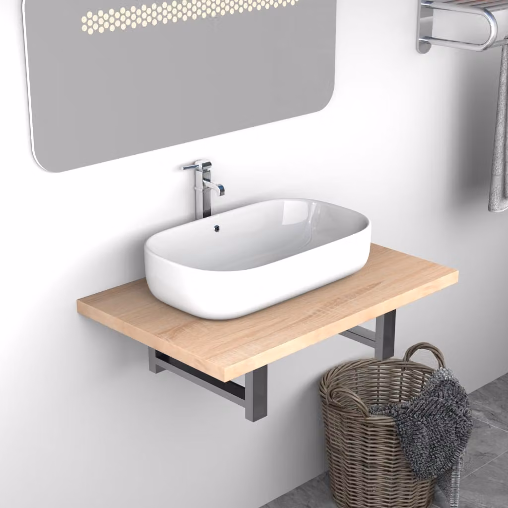 Mobile da bagno sospeso vidaXL in legno e metallo colore rovere, L 60 cm x P 40 cm x H 16,3 cm