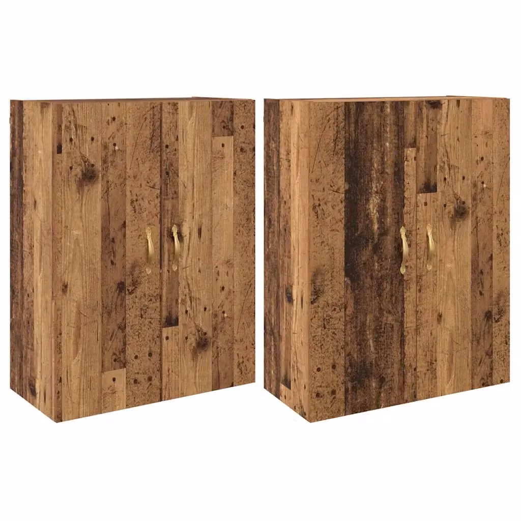 Set di 2 mobiletti a muro vidaXL in legno effetto legno vecchio marrone, L: 69,5 cm, P: 34 cm, H: 90 cm – 2