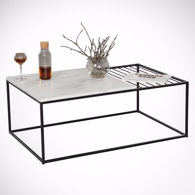 Skye Decor, Zinus - Marmo, tavolino da salotto, bianco, 100% pannelli di particelle rivestiti in melamina, 95 x 55 x 43 cm