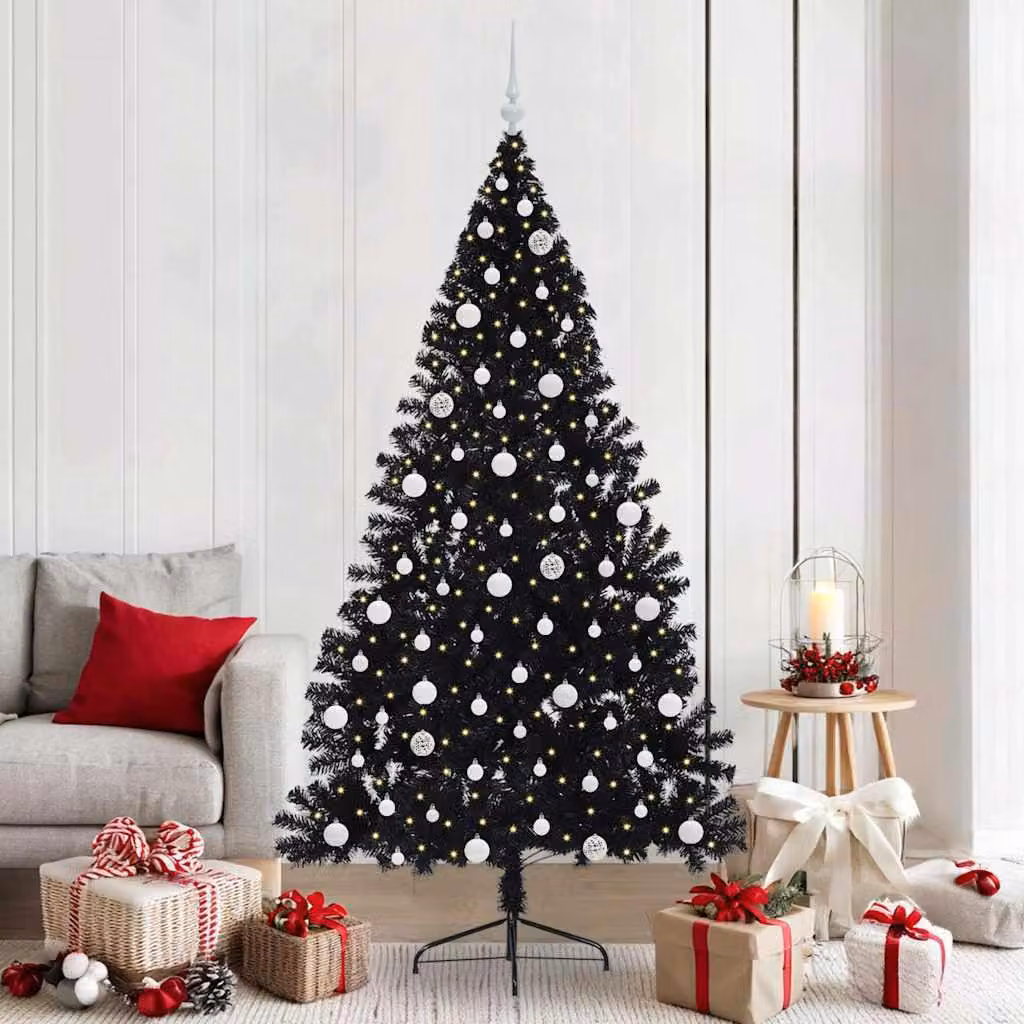 Maison Exclusive - Albero di Natale artificiale preilluminato Nero 210 cm PVC