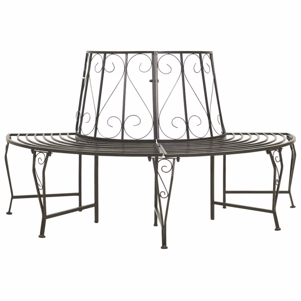 The Living Store panchina da giardino ad albero semicircolare da 160 cm in acciaio