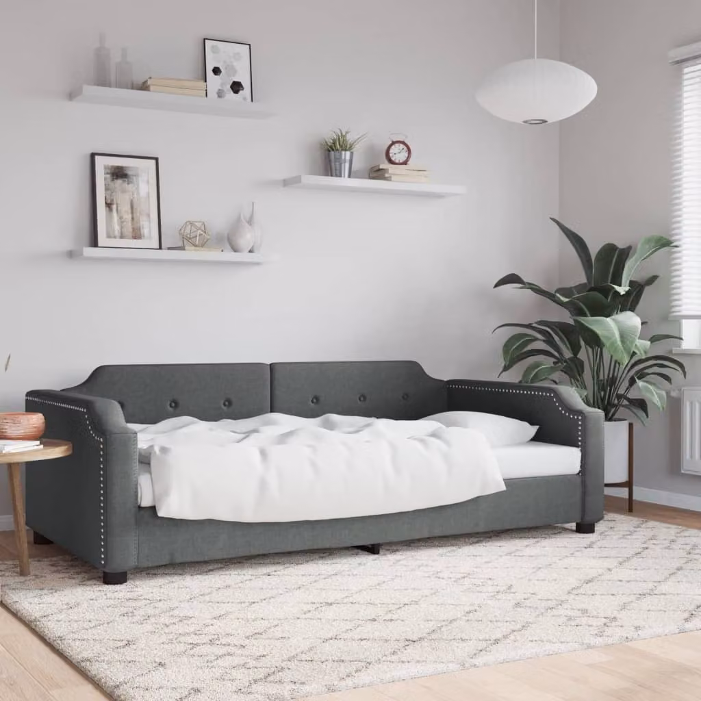 Maison Exclusive - Letto a giorno, colore grigio scuro, 90x200 cm, tessuto