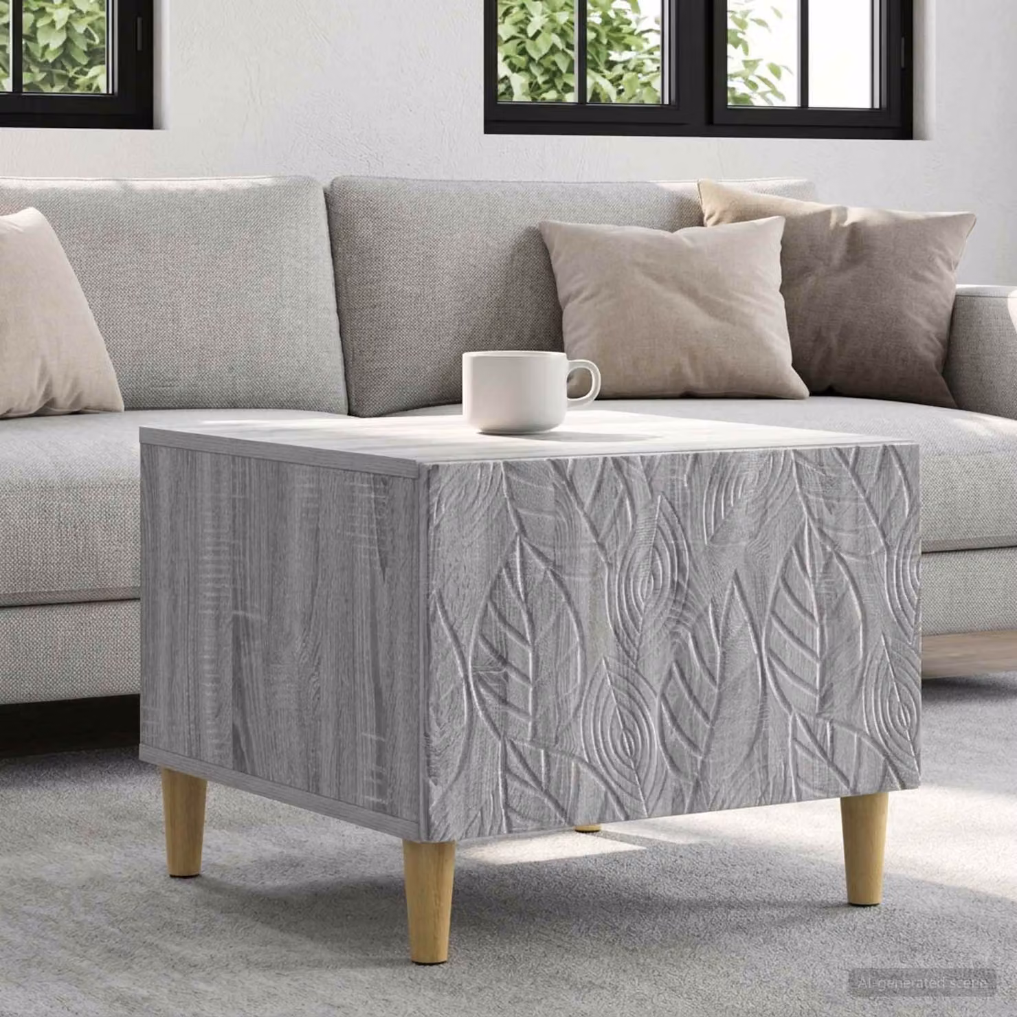 vidaXL Tavolino da salotto moderno in legno grigio L: 50 cm, P: 49 cm, H: 40 cm