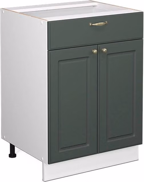 Cassettiera da bagno Vicco Fame-Line Verde-oro rustico con cassetto soft-close, L: 60 cm, H: 82 cm