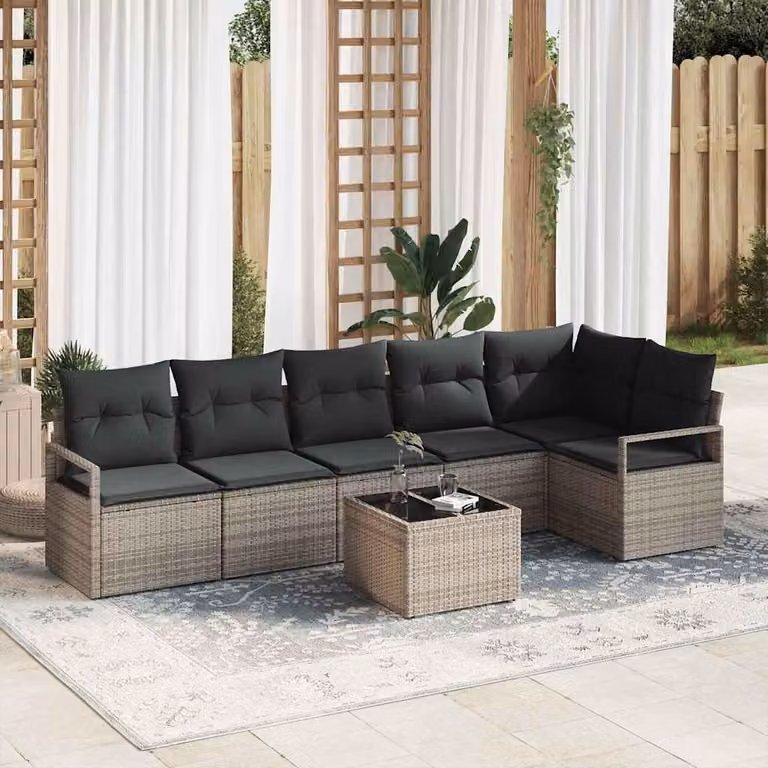 Maison Exclusive - Set di divani componibili, 7 pezzi, grigio [Materiale sintetico]: rattan sintetico