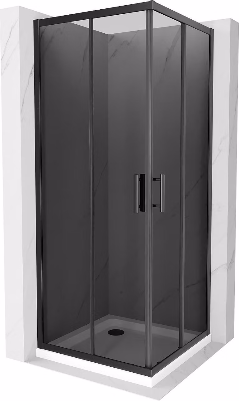 Mexen Rio cabina doccia quadrata 70 x 70 cm, grafite, nero + piatto doccia Flat, bianco - 860-070-070-70-40-4010B