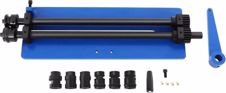 Curvatrici - Curvatrici manuali per tubi/lamiera 460 mm (46 cm) - 2 rulli - Per lamiera e pannelli di veicoli - Spina UE - CE - Blu brillante