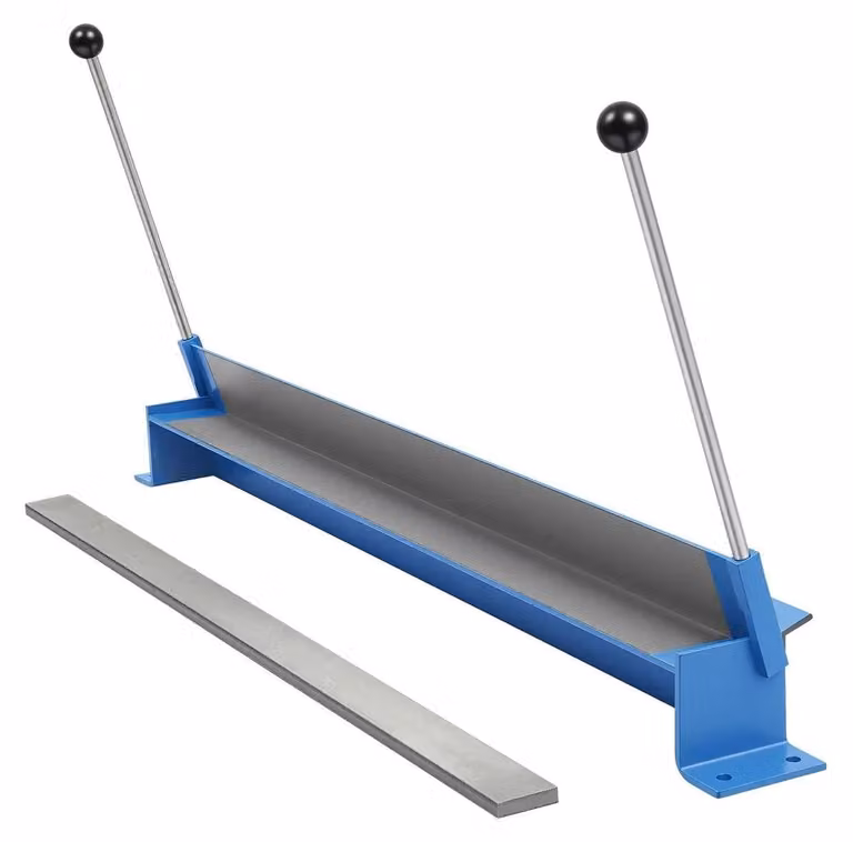Macchina piegatrice per lamiere - Piegatrice manuale - Larghezza di lavoro: 91 cm - Angolo regolabile da 0 a 90° - Adatta per lamiere fino a 1,5 mm di spessore - Montaggio con viti - Colore: blu