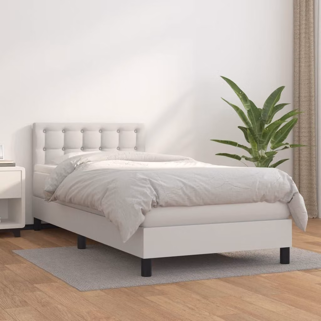 Maison Exclusive - Giroletto a Molle con Materasso Bianco 90x200 cm in Pelle finta