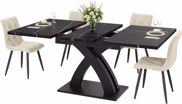 Tavolo da pranzo allungabile 120x80x76 cm in MDF nero