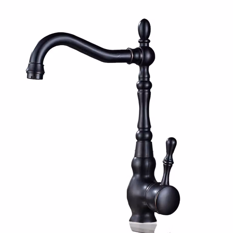 Rubinetto da cucina in bronzo nero, bocca girevole a 360 gradi, funzionamento con una sola mano