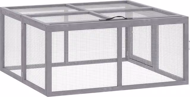 Conigliera Esterna Pieghevole PawHut con Tetto Apribile, Grigia, L 110 x P 105 x H 50 cm – 1