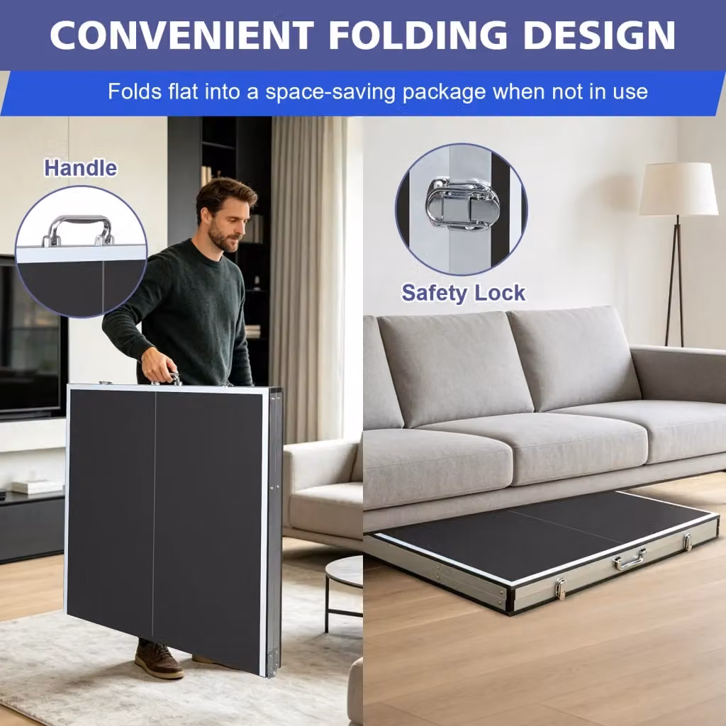 Tavolo da ping pong pieghevole WISHDOR nero in MDF e metallo con piano rettangolare – 2
