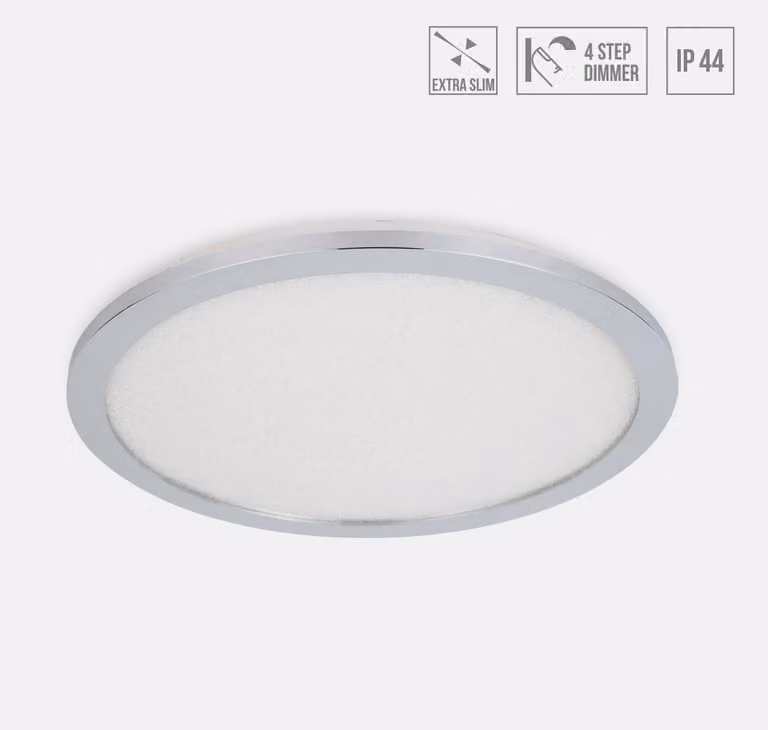 Plafoniera a LED MADRAS, 24W, 4000K, grado di protezione IP44, finitura cromata con effetto cristallo, diametro 400 mm, altezza: 25 mm