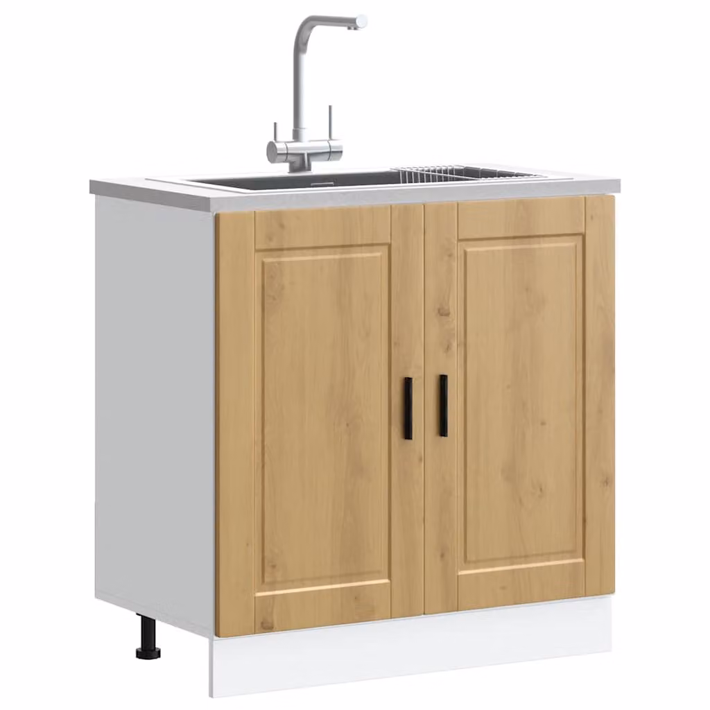 Base lavello mobile vidaXL Porto in legno marrone con ante a battente L: 80 cm, P: 46 cm, H: 81,5 cm