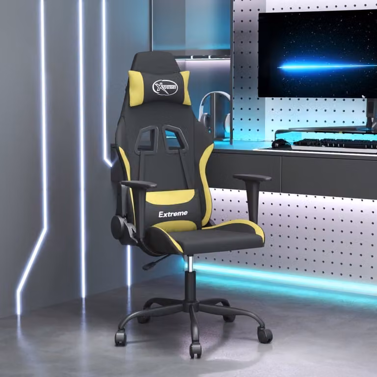 The Living Store Sedia da gioco con funzione massaggio in tessuto nero e verde chiaro