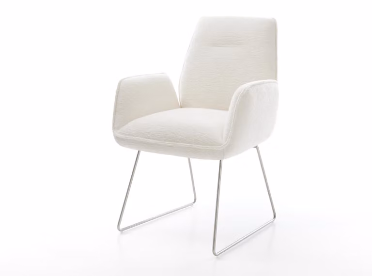 DELIFE Sedia da pranzo Zoa-Flex Bouclé Soft Beige Base a slitta nucleo a molle tascabili in acciaio inox