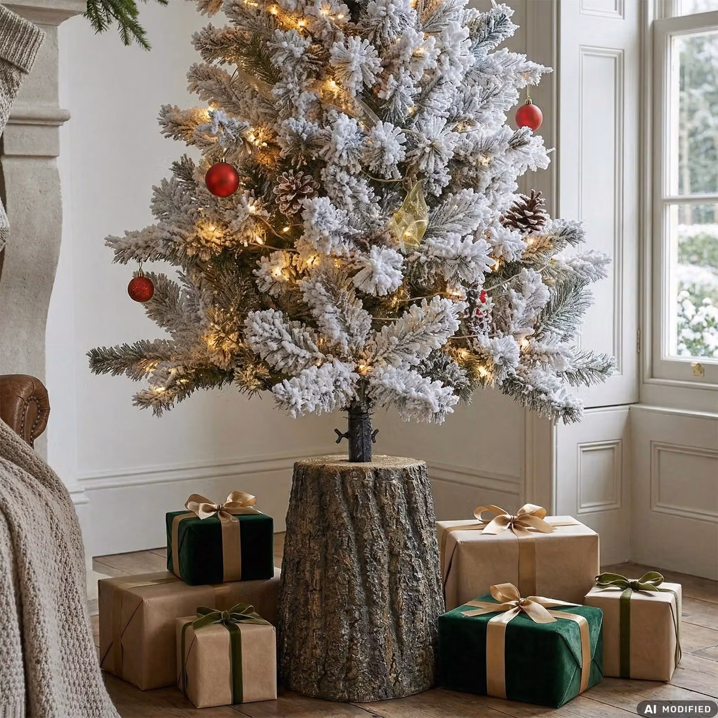 Base per Albero di Natale a Tronco VESTIAMO CASA, Colore Marrone e Nero, H: 49,5 cm, Diametro: 33,5 cm – 2