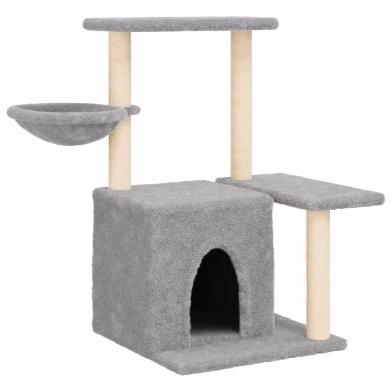 Albero per Gatti con Tiragraffi in Sisal Grigio Chiaro 83 cm