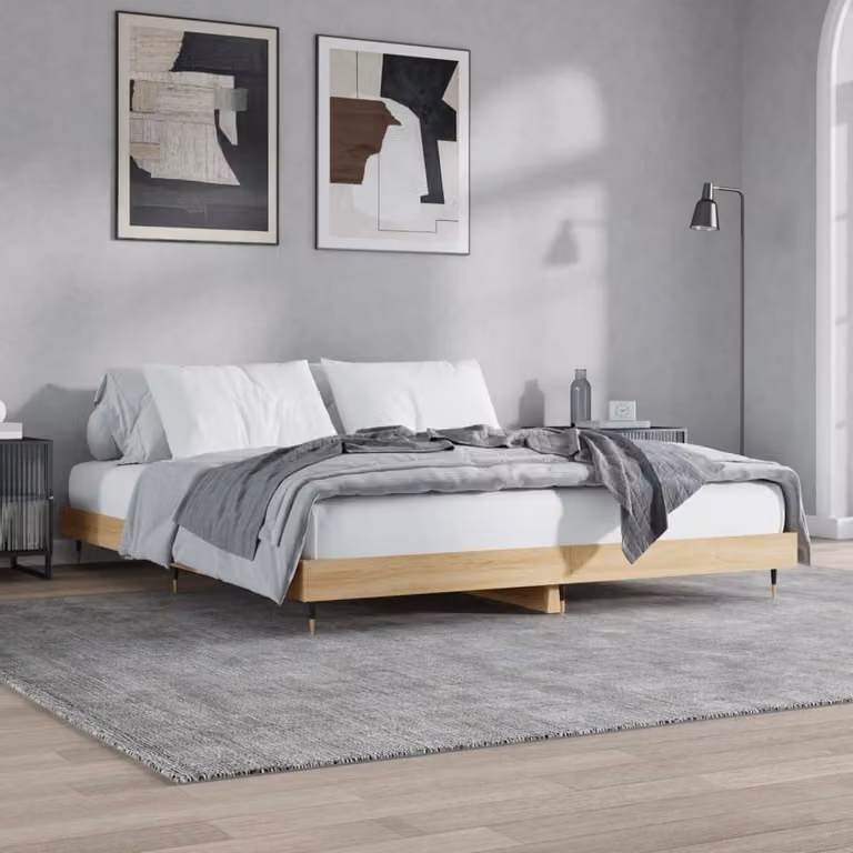 Giroletto senza materasso vidaXL in Rovere Sonoma e metallo, L/P/H: 120 x 200 x 20 cm