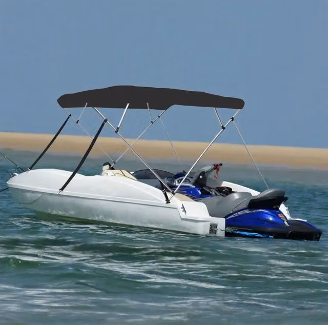 Bimini di Prua con Tendalino vidaxl a 4 Archi, Colore Nero, L/P/H: 243 x 180 x 137 cm