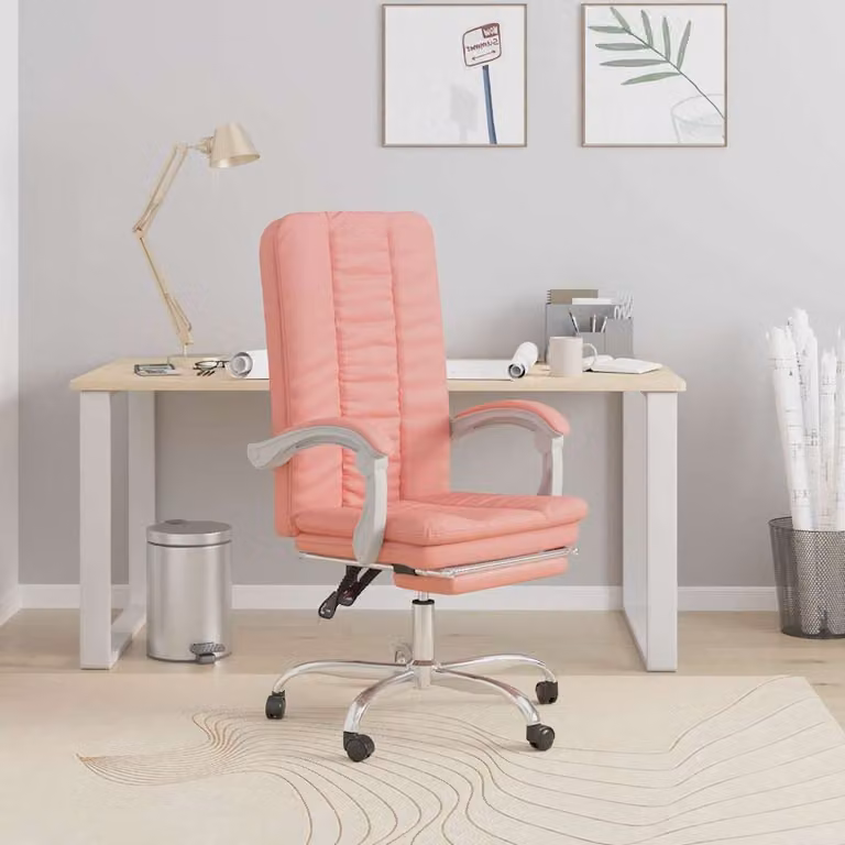 vidaXL Poltrona da Ufficio Executive Reclinabile in Similpelle Rosa con Ruote e Braccioli