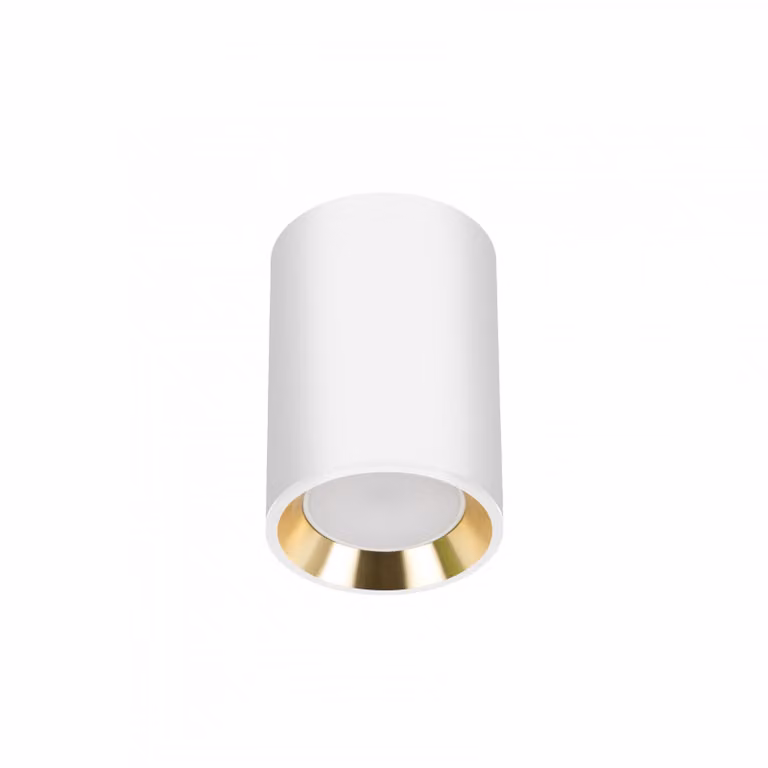 Lampada da soffitto Mini P20 rotonda bianca/oro CHLOE Corpo bianco Anello oro Bordo bianco