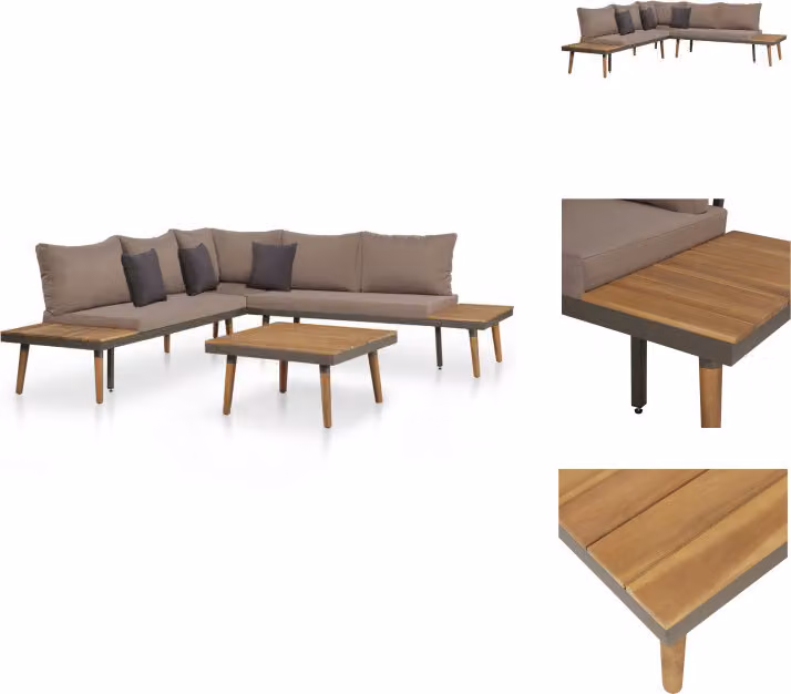 vidaXL set da salotto da giardino 4 pezzi con cuscini in legno massiccio acacia marrone - Set di mobili da giardino