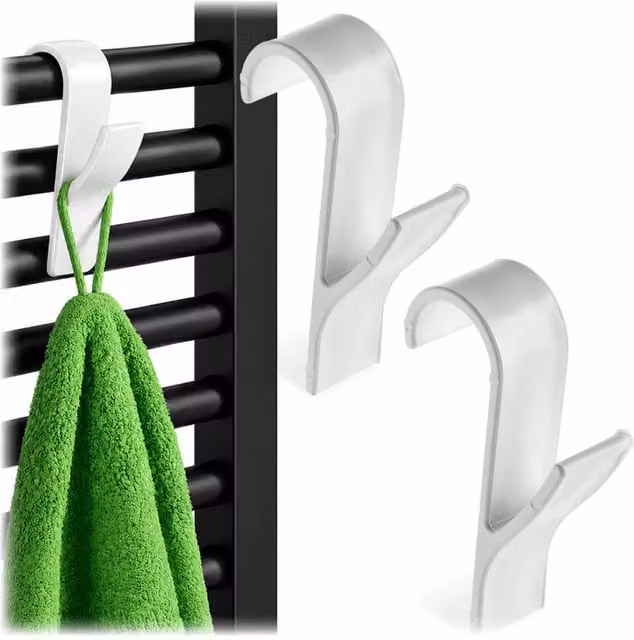 Set di 2 appendiabiti Kadax per termosifone da bagno in plastica bianco – 1