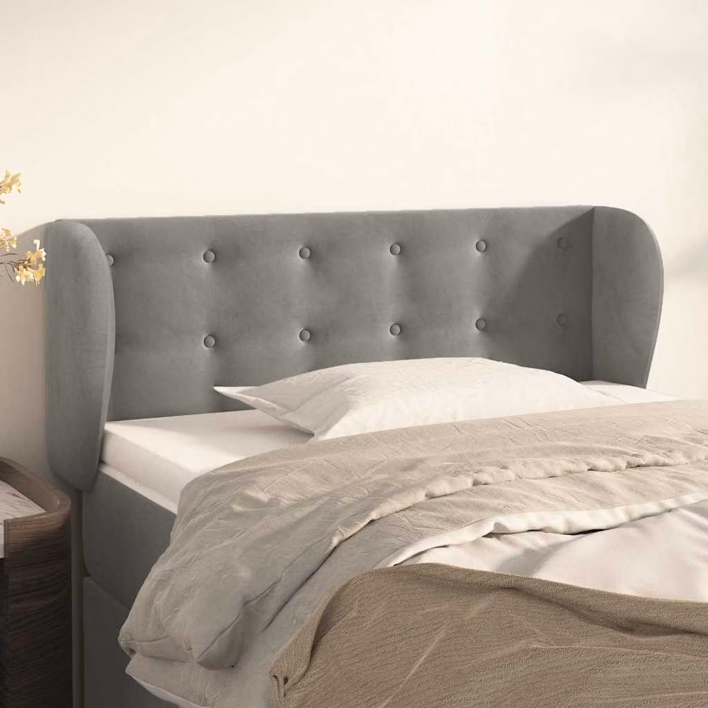 Testiera ad orecchio vidaXL in velluto grigio chiaro L: 83 cm, P: 23 cm, H: 78-88 cm
