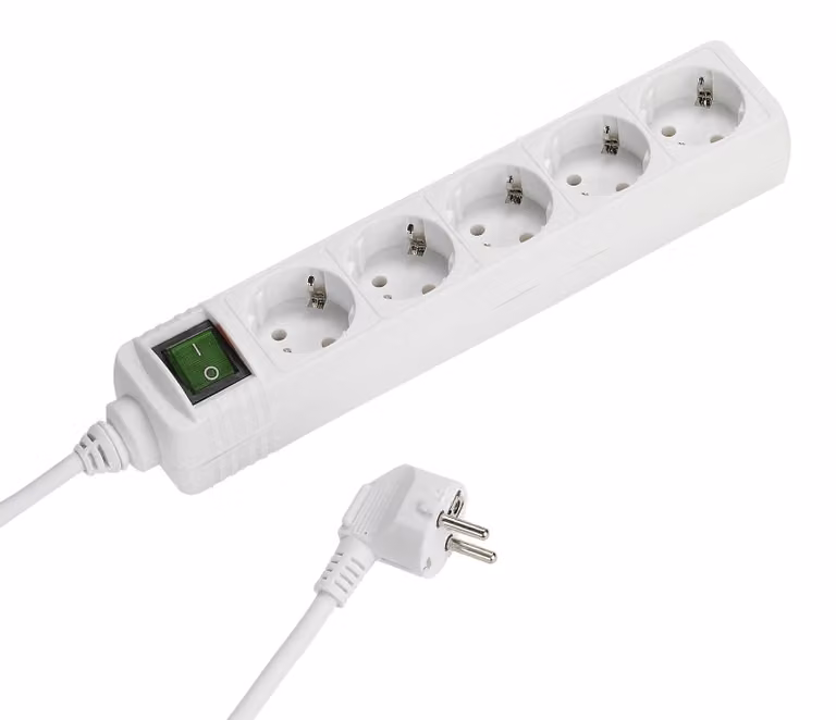 VIVanco™Multipresa Bianca 5 Schuko, Cavo 3M, Interruttore ON/OFF Verde
