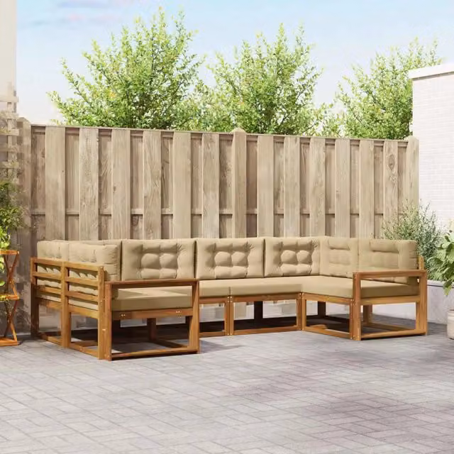 Set di divani da esterno 6 pz Naturale e Beige 3368076