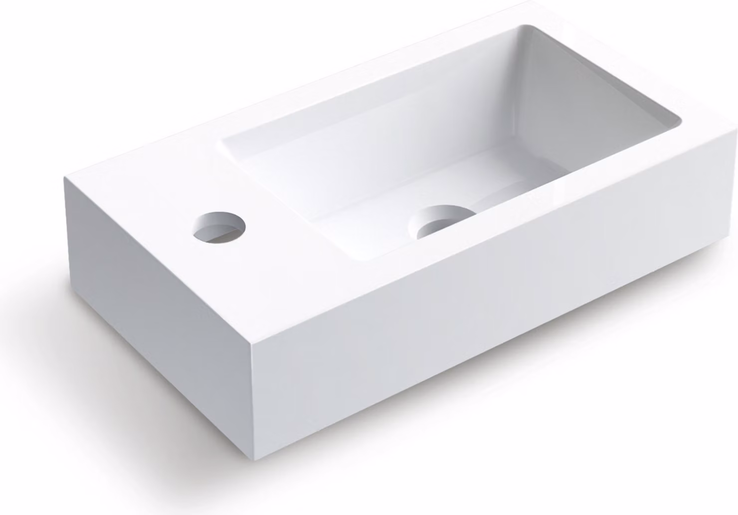 Lavabo Balneo VEGA 40x22 cm in resina minerale bianca, rettangolare, per bagno