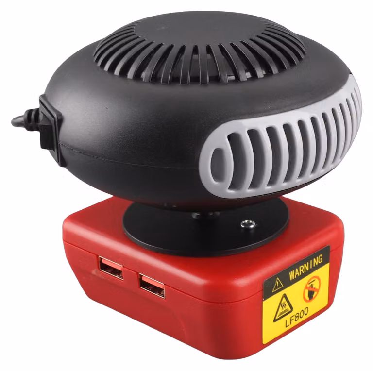 Riscaldatore alimentato a batteria, adatto per 48-11-1835, 200 W, 2 velocità, rotazione a 360 gradi, spazio senza cavi con porte di uscita USB