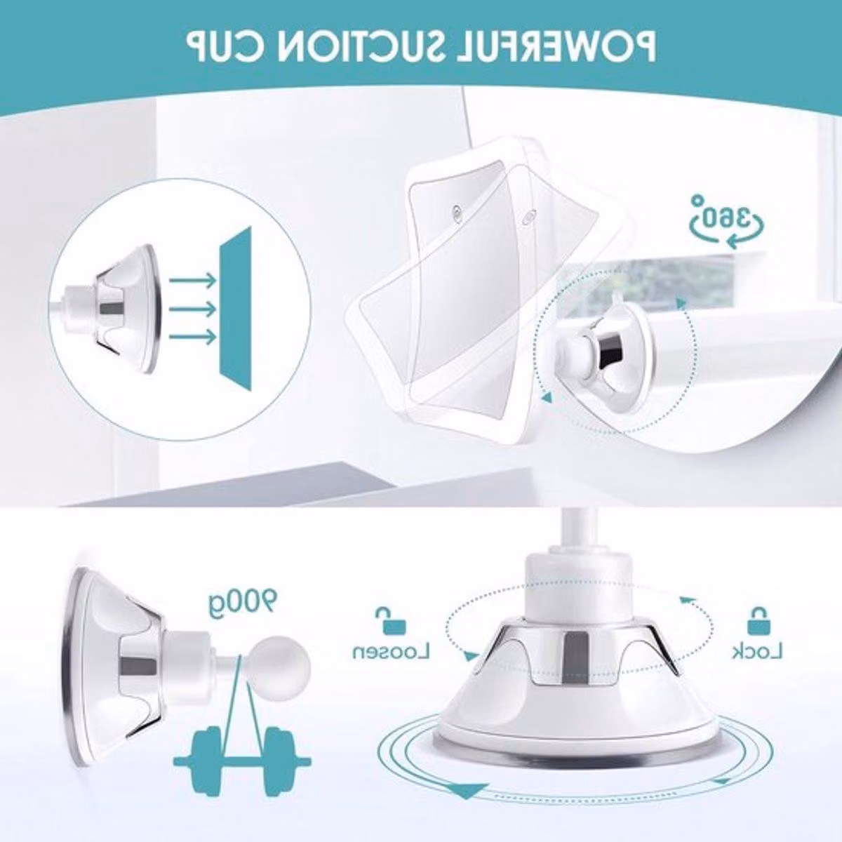 - Specchio ingranditore con luce - Ingrandimento 30x - Ricaricabile e girevole a 360° - Bianco - Perfetto per il trucco e i viaggi - Pratico per