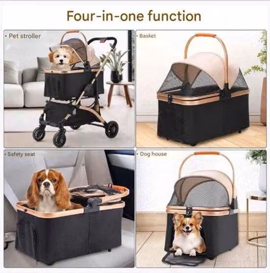 Piccolo trasportino per cani – 2-in-1 – utilizzabile anche come trasportino da viaggio – con sedile – pieghevole – con elementi rimovibili – dotato di rete portaoggetti e cinture di sicurezza – con ruote – adatto a cani e gatti di piccola taglia – fino a
