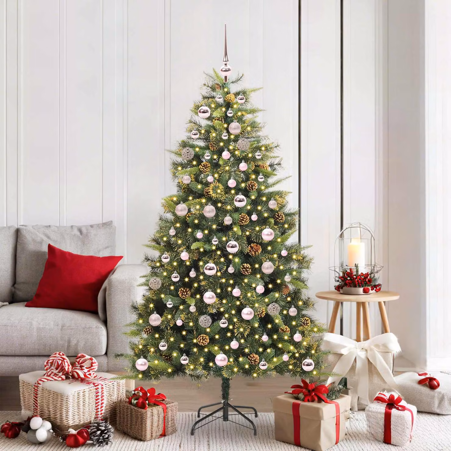 Albero di Natale artificiale pieghevole con coni vidaXL, Verde, Altezza: 180 cm