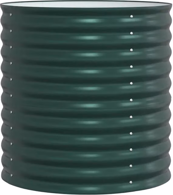 Fioriera rialzata moderna HELLOSHOP26 in acciaio verde per orto e giardino ornamentale L/P/H: 80 x 80 x 81 cm